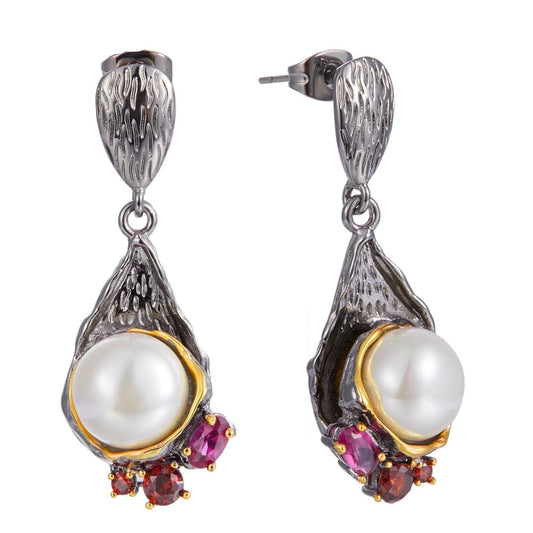 Women Elegant Pearl Drop Earrings Love