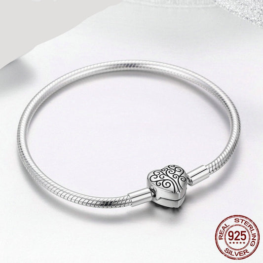 925 Sterling Silver Heart Tree of Life Bracelet