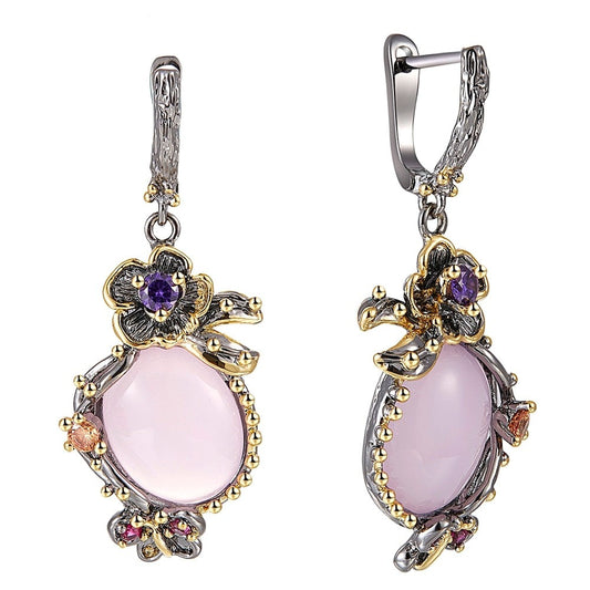 Women Hot Pink Opal Stone Earrings