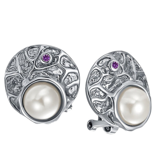 New Round Stud Earrings for Women Simulated Pearl