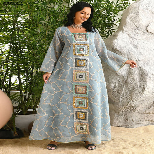Dubai Luxury Dress Vintage Sequins Embroidery