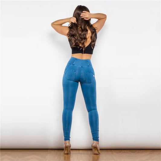 Women Vintage Blue Super Skinny Denim Jeans