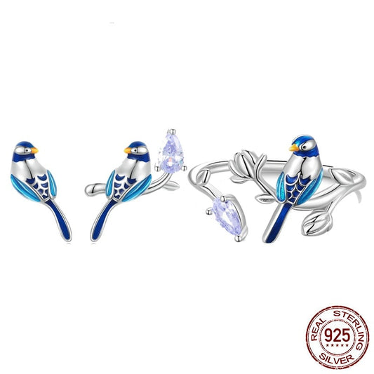Luxury Women Blue Bird Jewelry Set