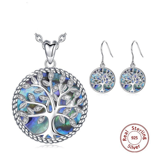925 Sterling Silver Tree of Life Earrings & Necklace