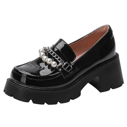 Women British Style Patent Leather Shoes