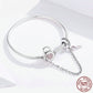 Pink Heart 925 Sterling Silver Snake Chain Bracelet