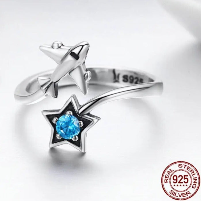 925 Sterling Silver Star & Plane Rings for Women