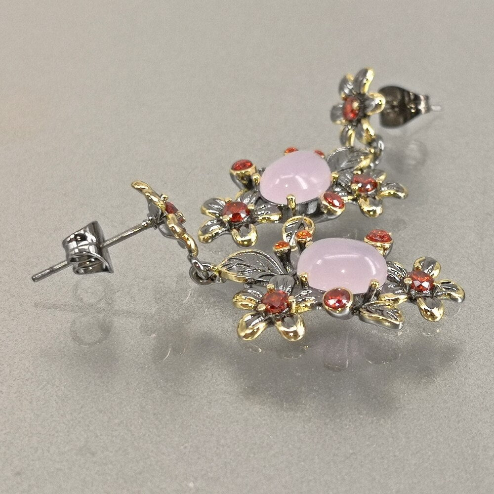 New Baroque Drop Earrings for Women Pink