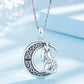 925 Sterling Silver Wolf on the Moon Necklace