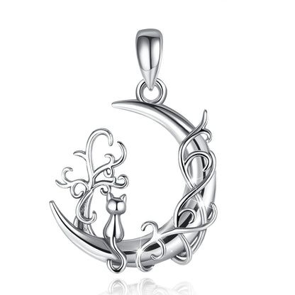 925 Sterling Silver Tree of Life Moon Necklace