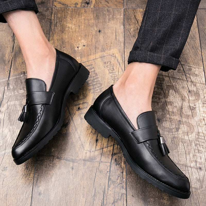 Men Tassel Loafers Leather slip on Elegant Shoes