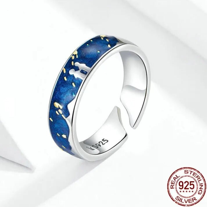 100% 925 Sterling Silver Blue Rings For Women