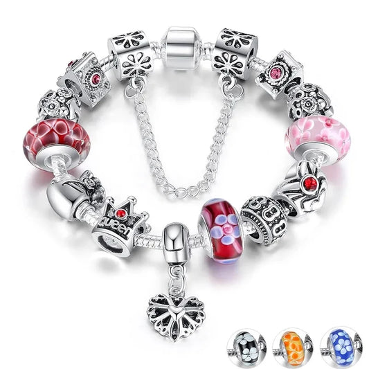 Queen Jewelry Silver Plated Charms Bracelet