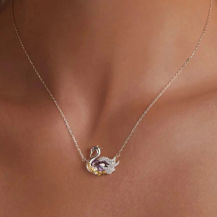 925 Sterling Silver Cute Swan Pendant Necklace