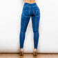 Dark Blue High Waisted Fly Buttons Skinny Jeans