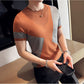 Summer Contrast Color Short Sleeve Round Neck Tops