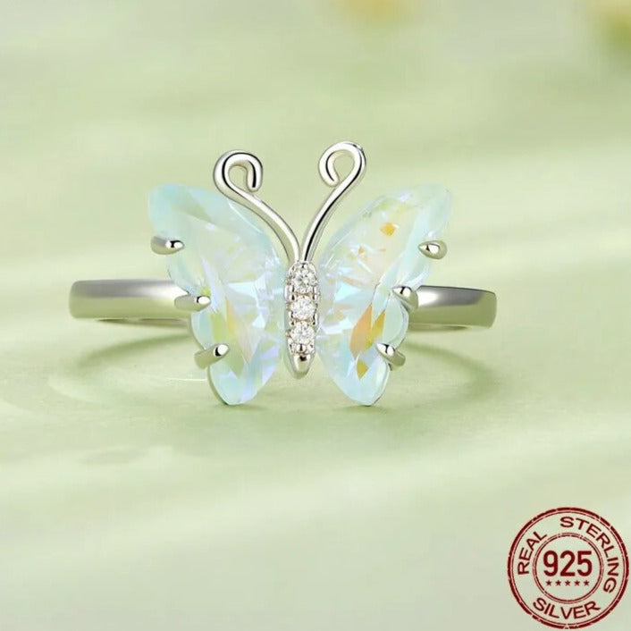 925 Sterling Silver Colorful Butterfly Ring