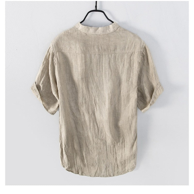 New Vintage Pure Linen Short Sleeve T Shirt