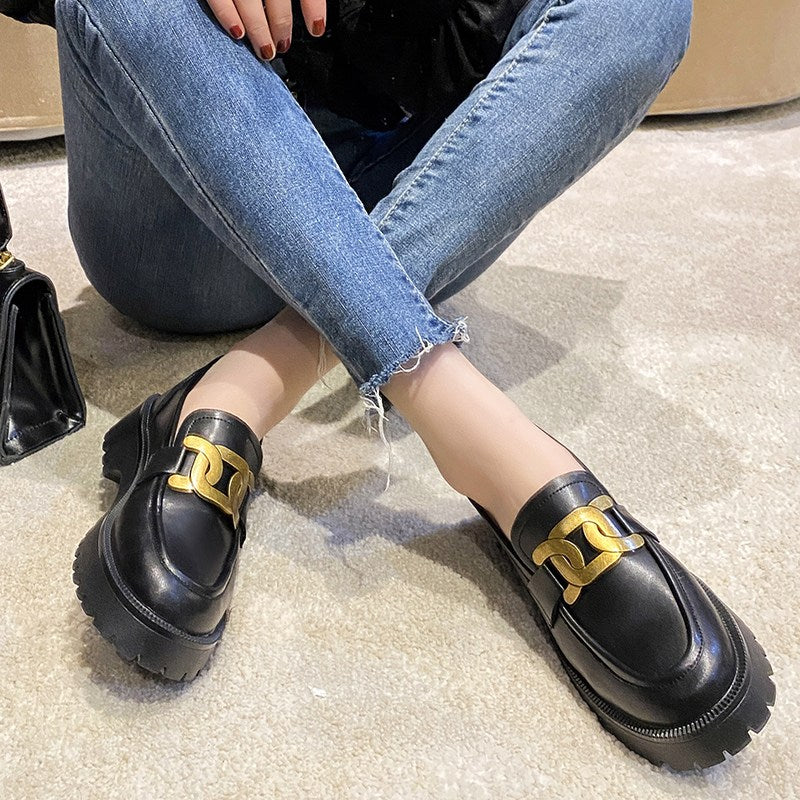 Women Thick-soled Genuine Leather Shoes