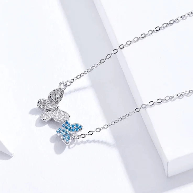 925 Sterling Silver Blue Zircon Necklace