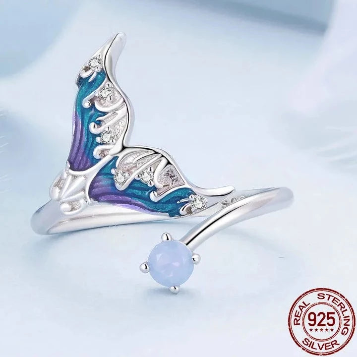 Sterling Silver Fantasy Mermaid Tail Opening Ring