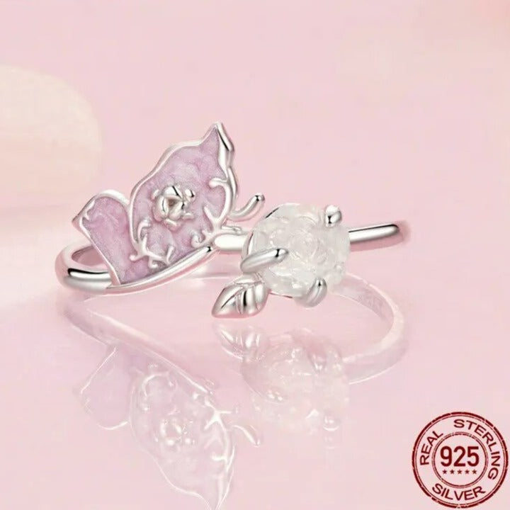 925 Sterling Silver Rose Flower Adjustable Rings