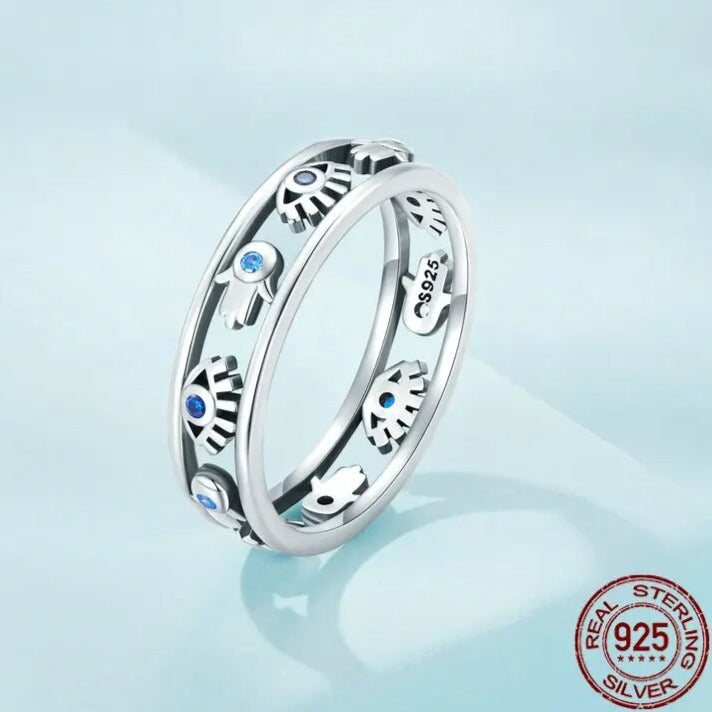 925 Sterling Silver Blue Eye Rings For Women