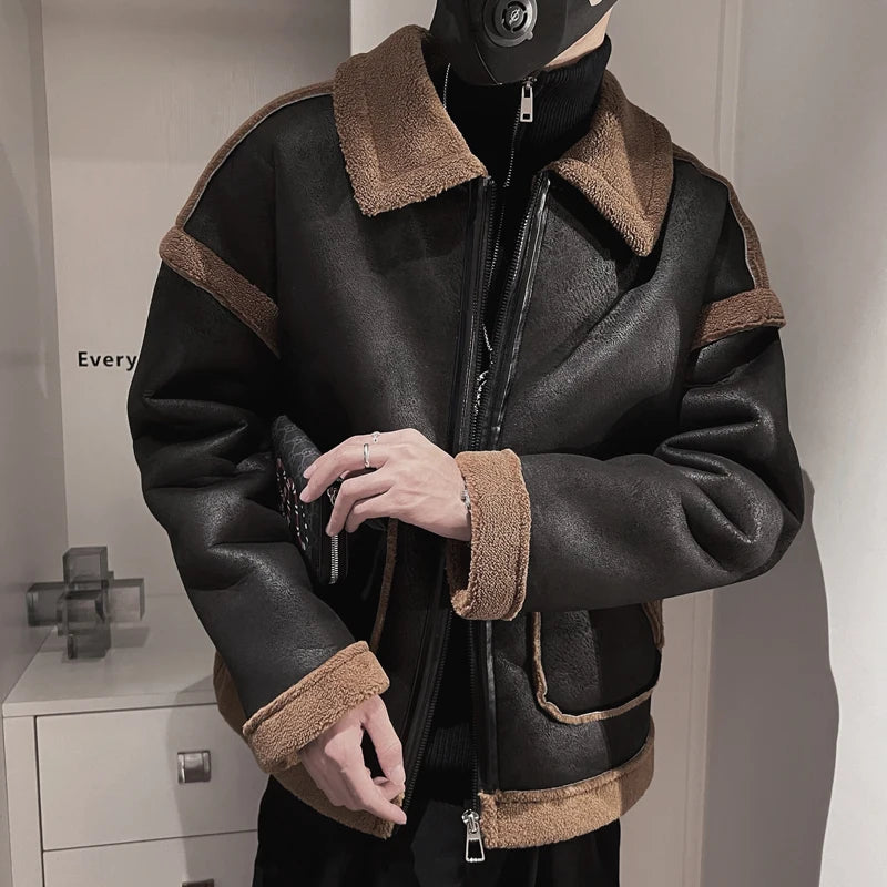 Men Warm Winter Leather Jacket