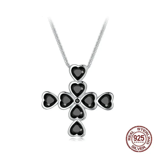 925 Sterling Silver Black Zircon Necklace