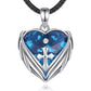 Real 925 Sterling Silver Blue Heart Cross Necklace