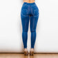 Dark Blue High Waisted Fly Buttons Skinny Jeans