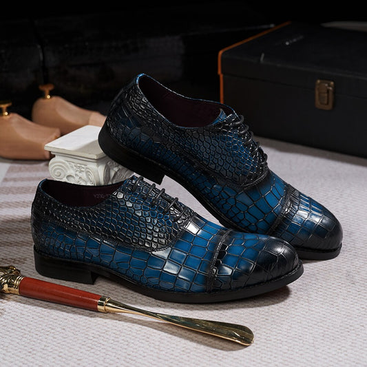 Luxury Men's Oxfords Genuine Leather Cap Toe Shoes