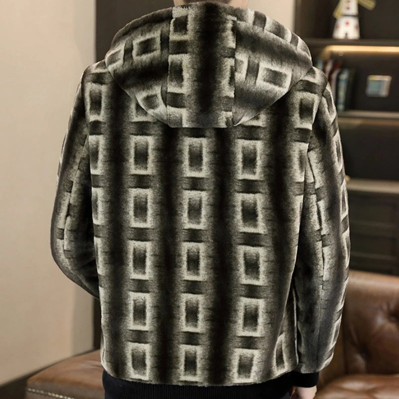 Men Luxury Vintage Winter Hooded Jacket