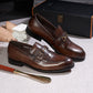 Classic Men's Genuine Leather Handmade Metal Button Shoes