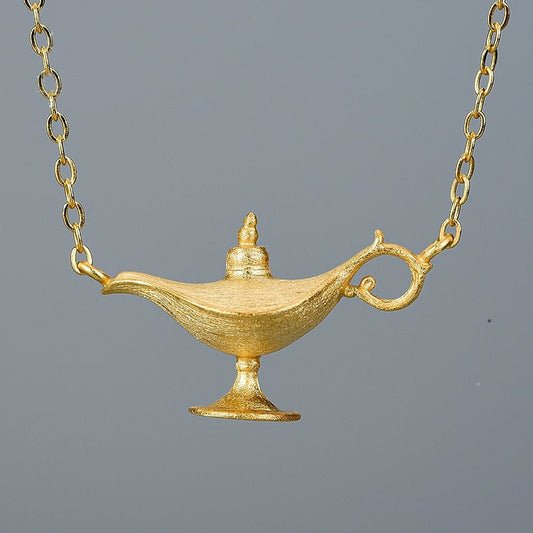 18K Gold Lamp Necklace Women