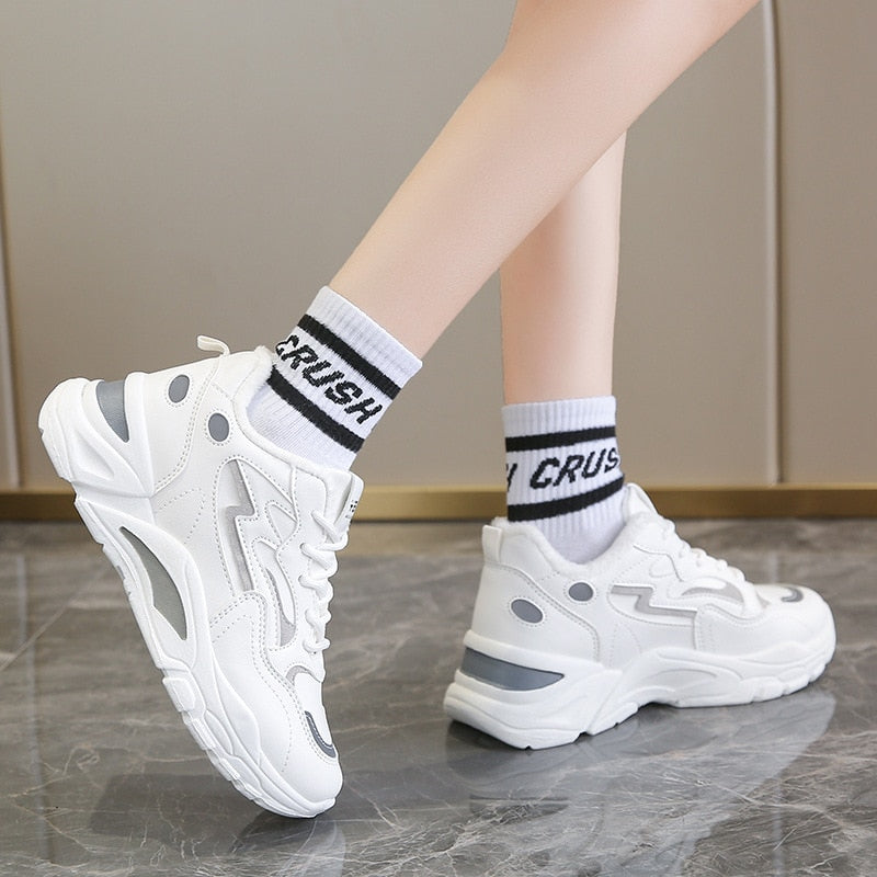 Hot Women Autumn Leather Sneakers