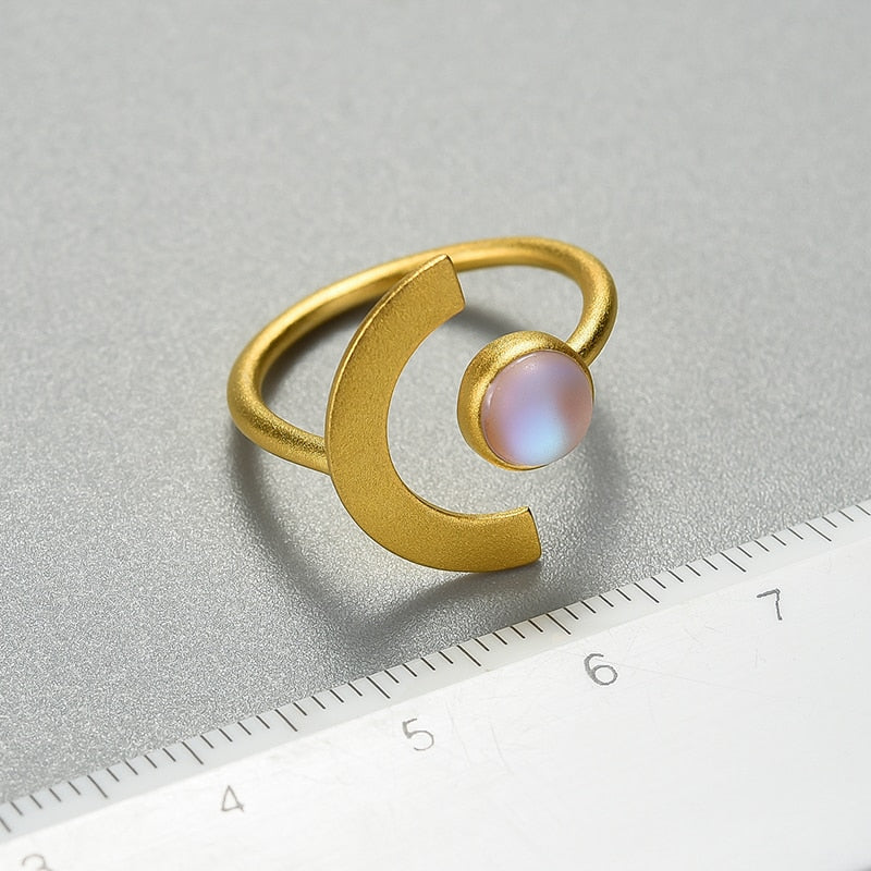 Adjustable Moonstone Rings with Stone