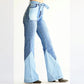 Women Patchwork Flare Jeans