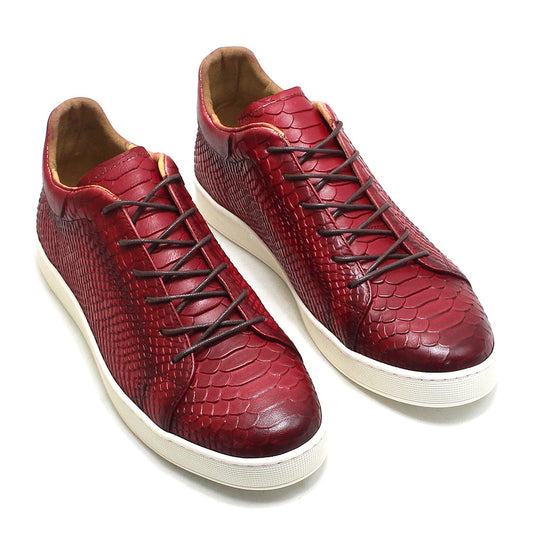 Mens Genuine Leather Lace-Up Original Flat Sneakers